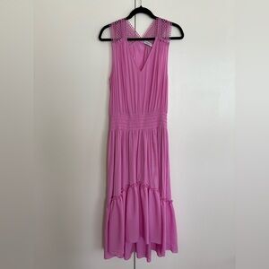 Ramy Brook Pink Pleated Tiered Maxi Dress